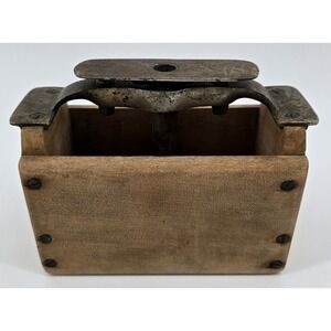 Antique Butter Pat Mold Stamp Press Dairy Criss Cross Brass Wood Farm Decor Rare